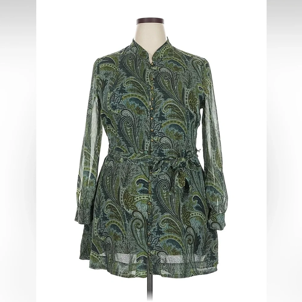 Elegant Green Paisley Dress - Picture 6 of 7